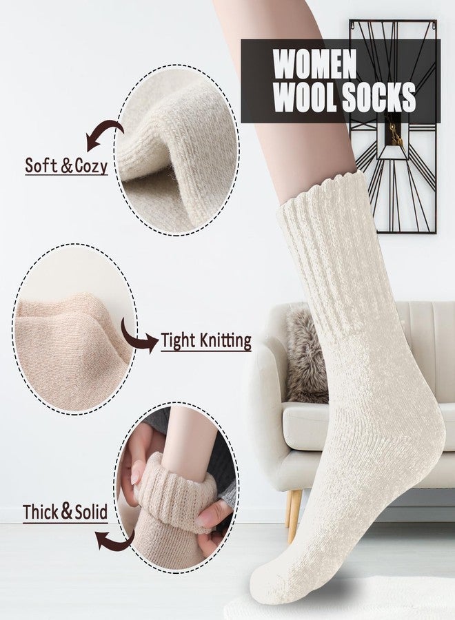 Marchare Women Wool Socks Thermal Boot Socks Winter Extra Thick Warm Cozy Sock For Women White - Image 3